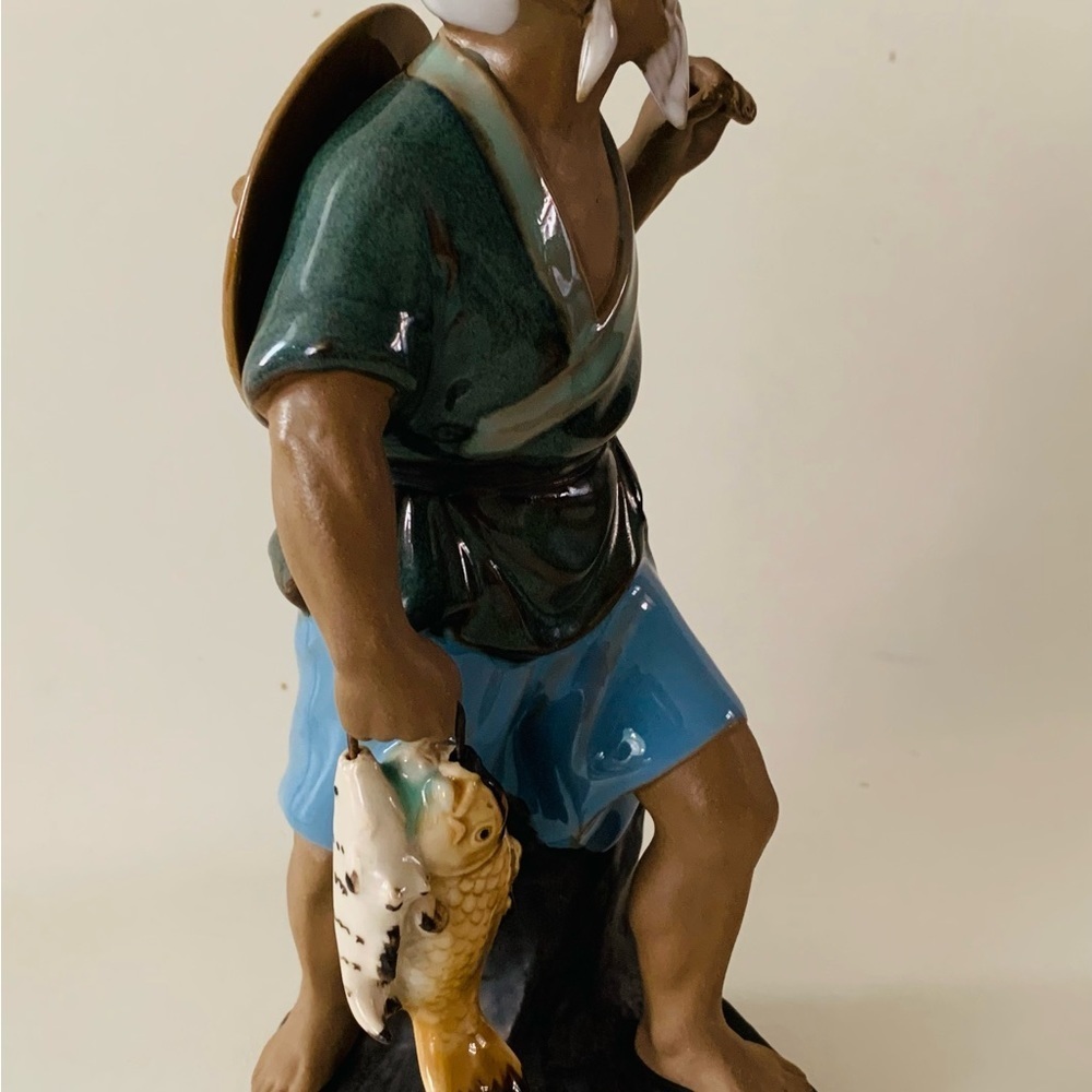 Vintage Chinese Mudman Fisherman
Shiwan Figurine 8.5" Tall Stamped - Picture 9 of 9